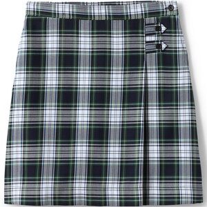 Lands’ End White Plaid Uniform Skirt